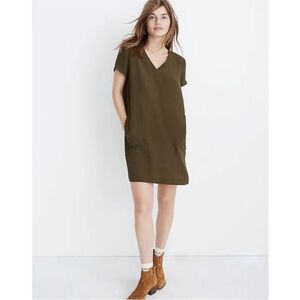 Madewell green button down shift dress